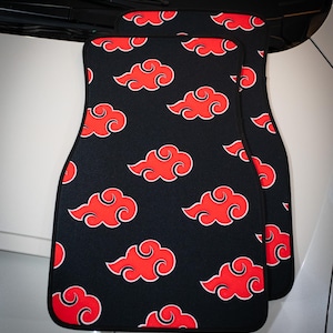Anime Car Mats: Universal Fit Floor Mats, Pair Front Two, High Quality, Super Soft, Non-Slip Rubber Backing, Jdm Car Accessories Akatsuki Cloud