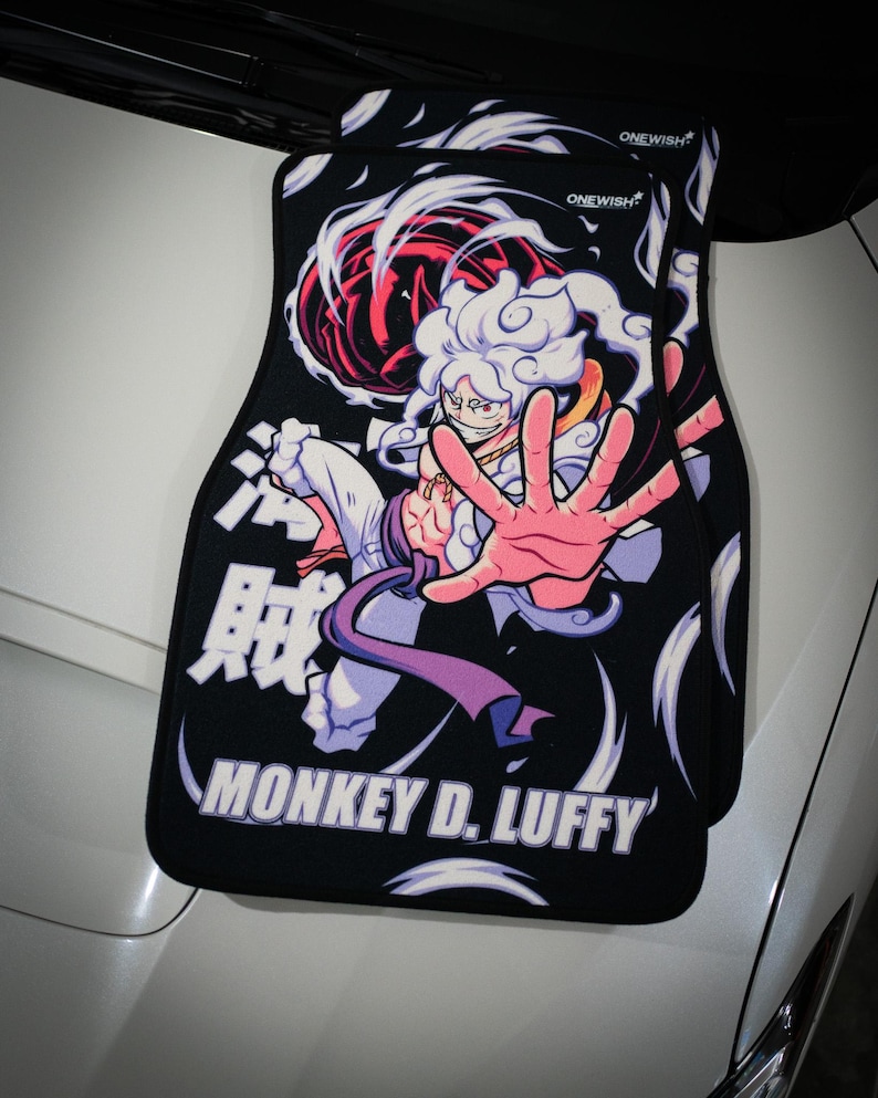 Anime Car Mats: Universal Fit Floor Mats, Pair Front Two, High Quality, Super Soft, Non-Slip Rubber Backing, Jdm Car Accessories Luffy