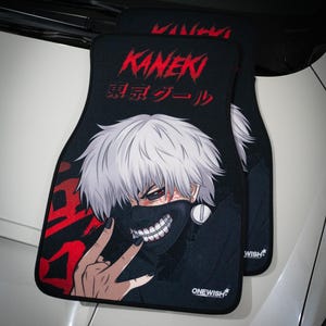 Anime Car Mats: Universal Fit Floor Mats, Pair Front Two, High Quality, Super Soft, Non-Slip Rubber Backing, Jdm Car Accessories Kaneki