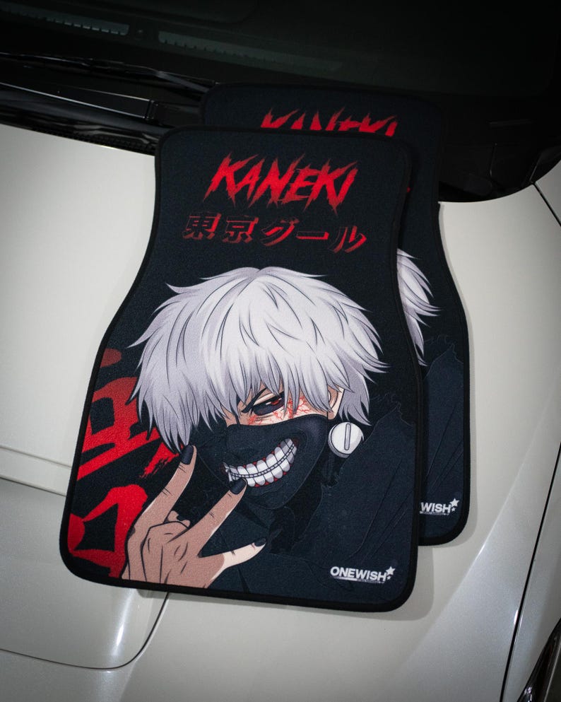 Anime Car Mats: Universal Fit Floor Mats, Pair Front Two, High Quality, Super Soft, Non-Slip Rubber Backing, Jdm Car Accessories Kaneki