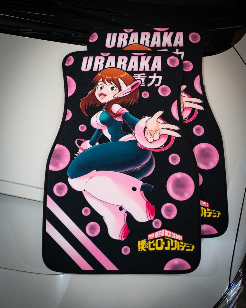 Anime Car Mats: Universal Fit Floor Mats, Pair Front Two, High Quality, Super Soft, Non-Slip Rubber Backing, Jdm Car Accessories Urarak-a