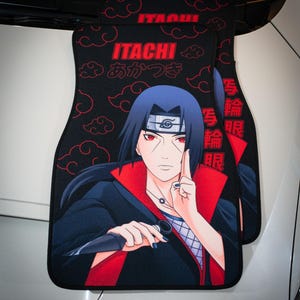 Anime Car Mats: Universal Fit Floor Mats, Pair Front Two, High Quality, Super Soft, Non-Slip Rubber Backing, Jdm Car Accessories Itachi