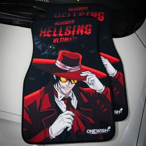 Anime Car Mats: Universal Fit Floor Mats, Pair Front Two, High Quality, Super Soft, Non-Slip Rubber Backing, Jdm Car Accessories Alucard Hellsing