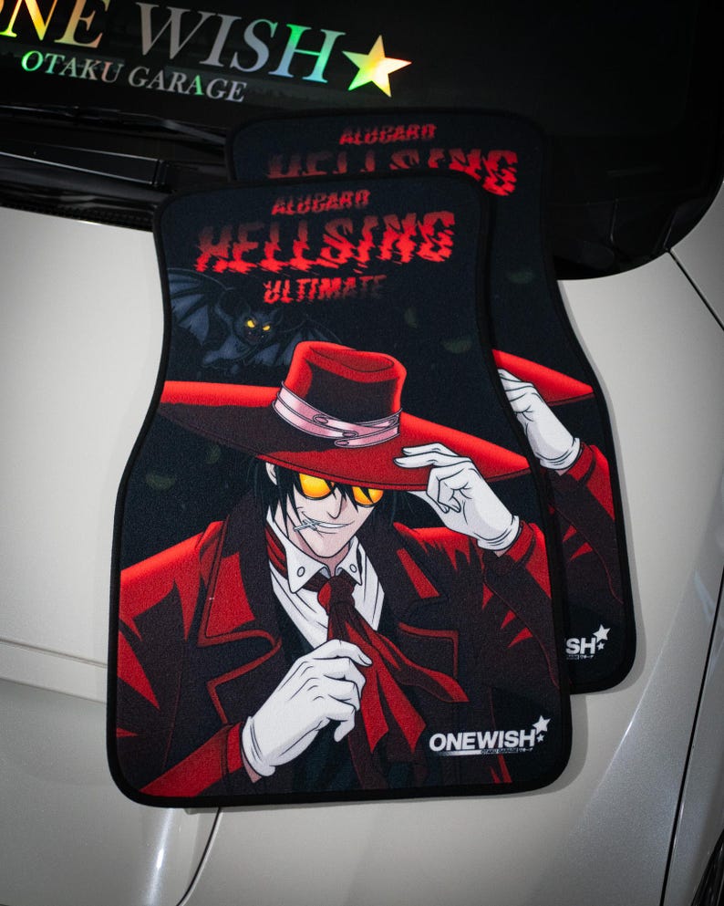 Anime Car Mats: Universal Fit Floor Mats, Pair Front Two, High Quality, Super Soft, Non-Slip Rubber Backing, Jdm Car Accessories Alucard Hellsing