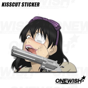 Crazy Girl Peeker Sticker - Anime Car Decal - Anime Peeker - Anime Laptop Stickers