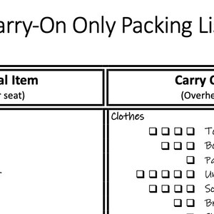 Printable Carry-On Only Packing List for Warm Destinations