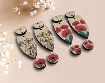 Poppy Earrings and Studs: Floral SVG, AI, DXF (Digital File Only)