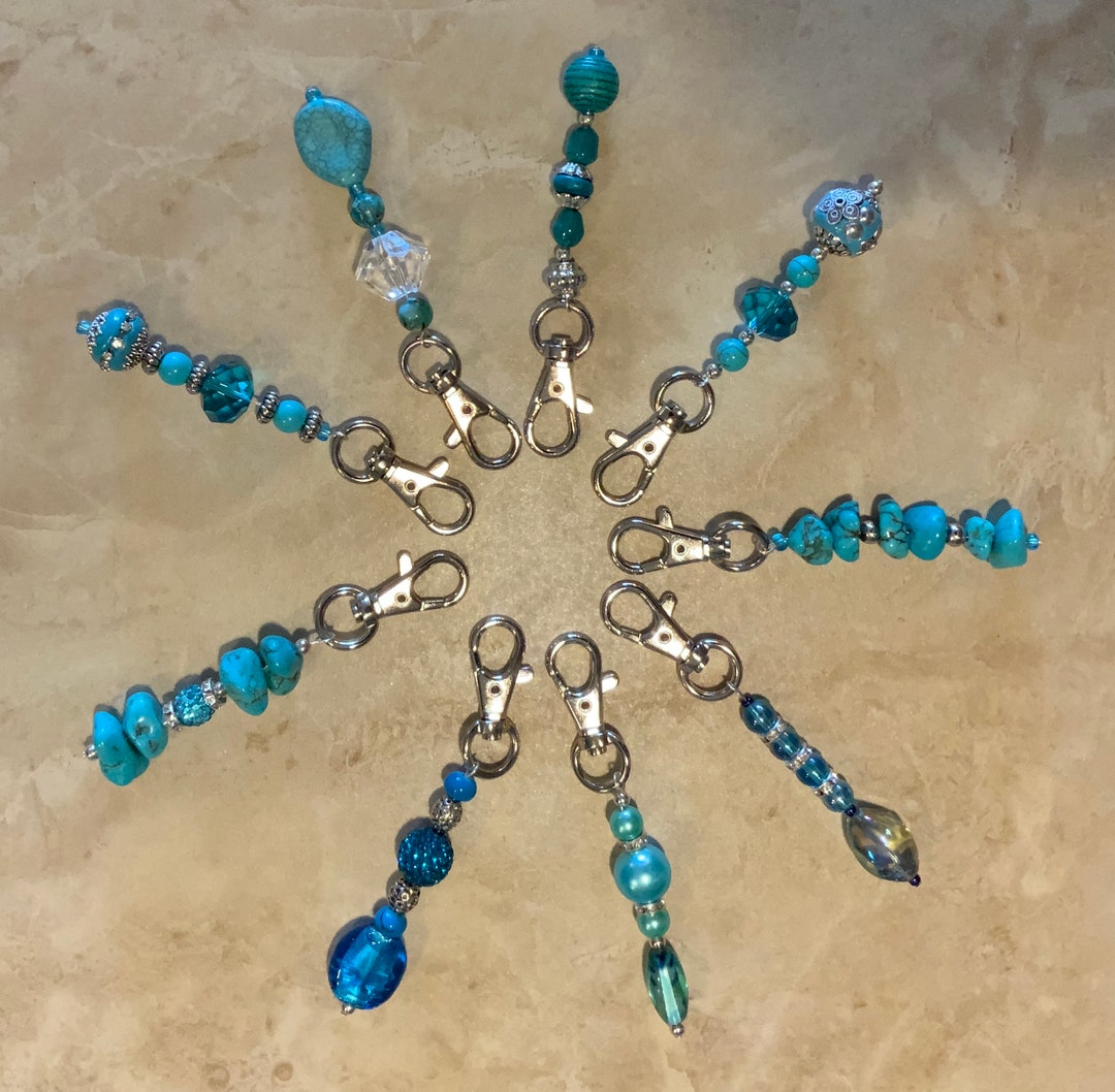 Beautiful, Beaded Turquoise Keychains 360 Degree Swivel Ring With Clasp