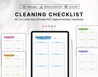 Cleaning Checklist Goodnotes, Cleaning Planner Digital Download, Weekly Cleaning Checklist, Cleaning Printable, Cleaning Chart