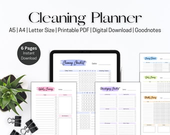 Cleaning Planner Printable, Cleaning Plan Bundle, Weekly Cleaning Chart, Monthly Clean, Clean Home, Goodnotes Cleaning Digital Download