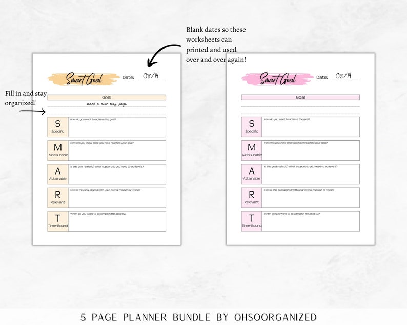 SMART Goals Tracker, Goal Setting Printable, Goal Planning Sheet ...