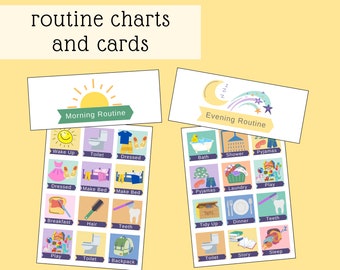 Morning and Evening Routine Charts | Toddler Routine | Simple Daily Routine Chart | Printable Routine Chart with Cards