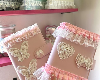 A6 Leather Binder Journal | journaling, scrapbook, notebook, book, aesthetic, coquette, pink journal, white journal, gift ideas