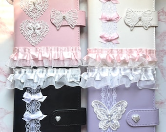 A6 Leather Binder Journal | journaling, scrapbook, notebook, book, aesthetic, coquette, pink journal, white journal, gift ideas