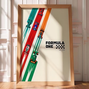 Formula One Wall Art | Retro F1 Racing Print | Vintage Motorsport Poster | Racing Car Wall Art| F1 Car Artwork | Race Track Poster