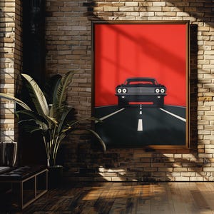 Muscle Car Wall Art | Retro Car Print | Classic American Car Poster | Bold Car Art | Vintage Car Print| Masculine Car Artwork | Muscle Car