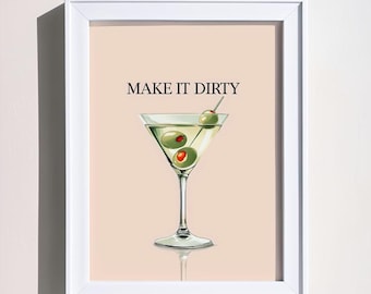 Martini Wall Art, bar cart decor, cocktail wall art, funny kitchen art, modern bar decor, drink lovers gifts, cocktail party decor
