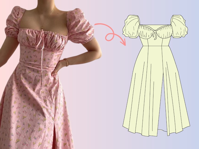 Milkmaid dress Sewing pattern Cottagecore dress sewing pattern women sewing pattern XXS to XXL instant download milkmaid pattern image 2