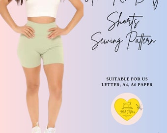 Rib Booty Shorts Sewing Pattern, Biker Pants, Bodycon Lounge short, Sport Pants, Fitness pattern, Underwear pattern, XXS - XXL PDF Download