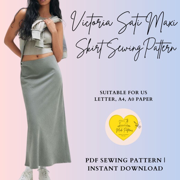 Sati maxi skirt pattern| A line skirt pattern|Silk midi skirt pattern|satin skirt sewing pattern|Bias Cut Midi Skirt PDF Sewing Pattern
