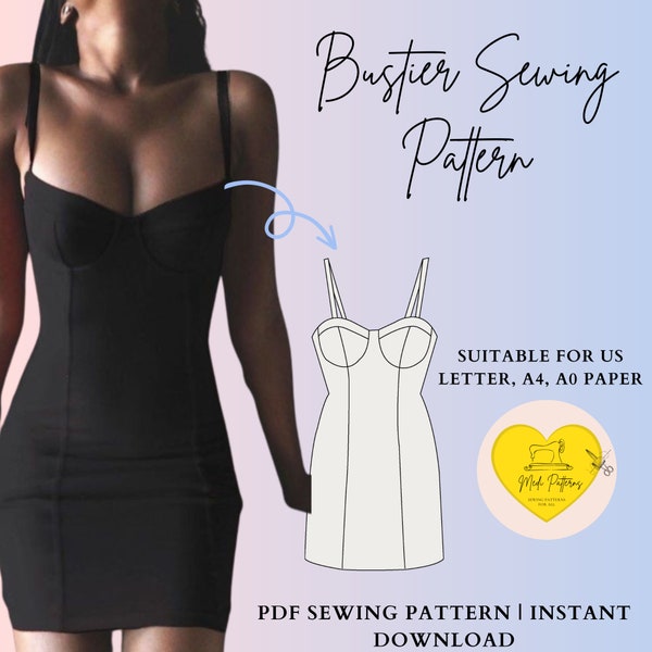 Bustier Dress Pattern | Bustier Sewing Pattern Corset Pattern | PDF sewing pattern | US Letter \ A4 \ A0 pdf sewing pattern | Bustier Dress