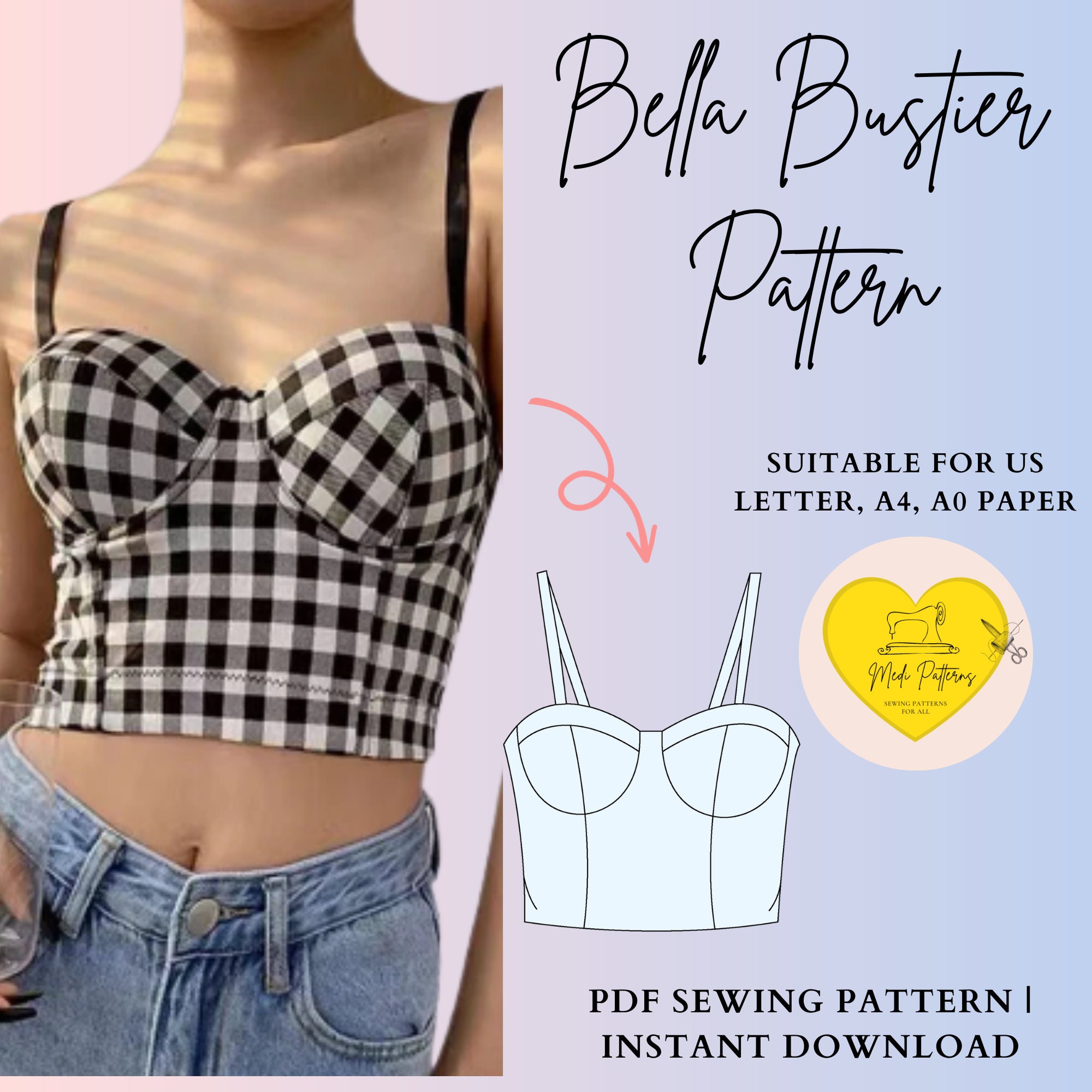 Thick Strap Crop Top PDF Printable Sewing Pattern, Instant