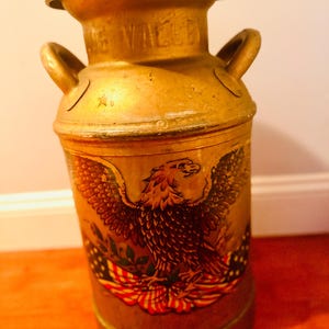 Vintage gedecoreerde U.S.A Bald Eagle-melkbus