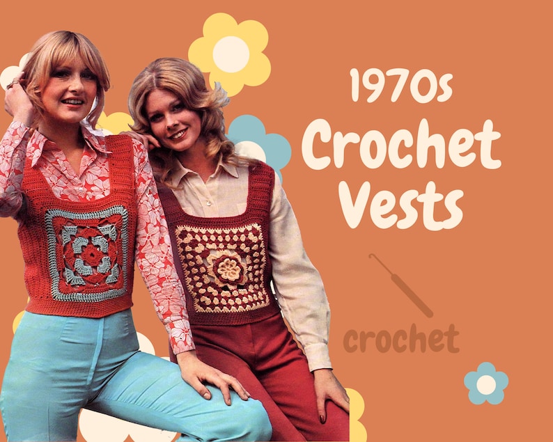 PDF Digital Pattern 70s Vests Crochet Vest Vintage Vest Patons