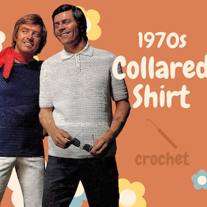 PDF Digital Pattern | 70s Shirt | Crochet Shirt | Vintage Shirt | Vintage Crochet | Cotton | New Zealand Vintage |