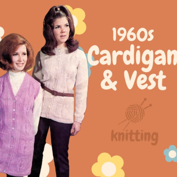 PDF Digital Pattern | 60s Cardigan & Vest | Classic Cable | Vintage Knitting | Aotea | DK | New Zealand Vintage |