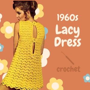 PDF Digital Pattern | 60s Lacy Dress | Crochet Dress | Vintage Dress | Couture Crochet | Cotton | New Zealand Vintage |