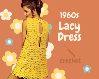 PDF Digital Pattern | 60s Lacy Dress | Crochet Dress | Vintage Dress | Couture Crochet | Cotton | New Zealand Vintage |