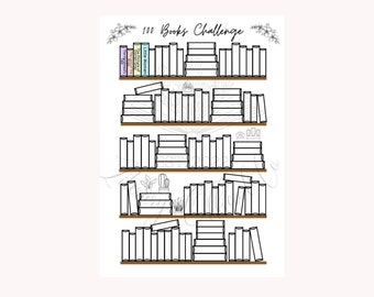 Printable Book Challenge | PDF Digital Download | Reading Log Journal | Bookshelf Tracker