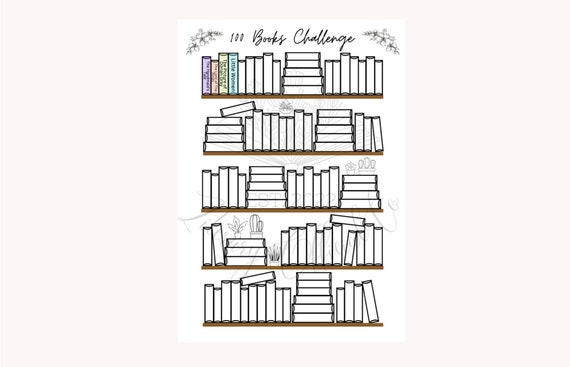 Printable Book Challenge | PDF Digital Download | Reading Log Journal | Bookshelf Tracker