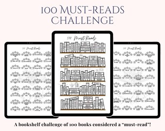 100 Must Reads Bookshelf Tracker: Literary Challenge (Digital Download)