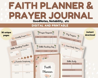 Faith Planner and Prayer Journal | Bible Study Journal | Bible Journaling | Devotional Journal