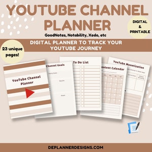 YouTube Channel Digital Planner| Digital Printable Boho Planner| iPad Planner| GoodNotes Planner