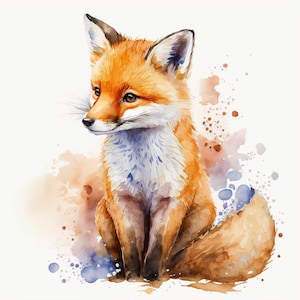 Cute Watercolour Fox - Digital