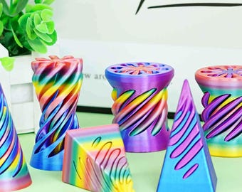 3PCS 3D Printed Impossible Pyramid – Spiral Cone Passthrough Desk Toy, Unique Fidget Sculpture Gift for Kids & Adults
