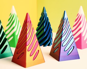 Set of 2 – 3D Printed Impossible Pyramid Toy, Passthrough Cone Illusion Desk Toy, Fun Gift for Kids & Adults