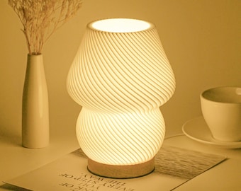 3D Printed Spiral Mushroom Night Light - Bedside Table Lamp with 16 Color Remote Control - Desk Lamp - Decor,Birthday Mother Day Gift