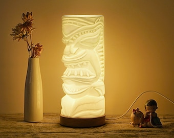 Tiki Table Lamp - Tiki Room Decor Desk Bedside Lamp for Birthday Gifts and Halloween Home Décor