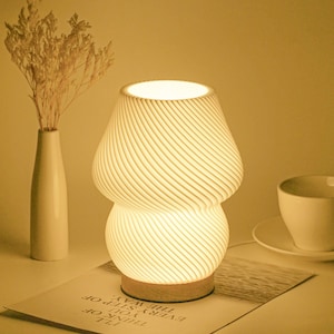 3D Printed Spiral Mushroom Night Light - Bedside Table Lamp with 16 Color Remote Control - Desk Lamp - Decor,Birthday Mother Day Gift
