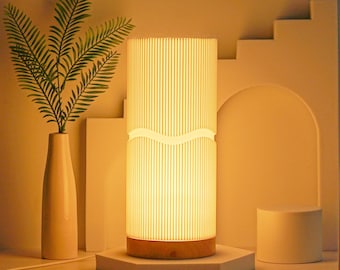 Art Deco 3D Printed Bedside Table Lamp - Bedroom & Nursery Night Light - Artistic Home Decor - Birthday Gift for Mom Her Girls