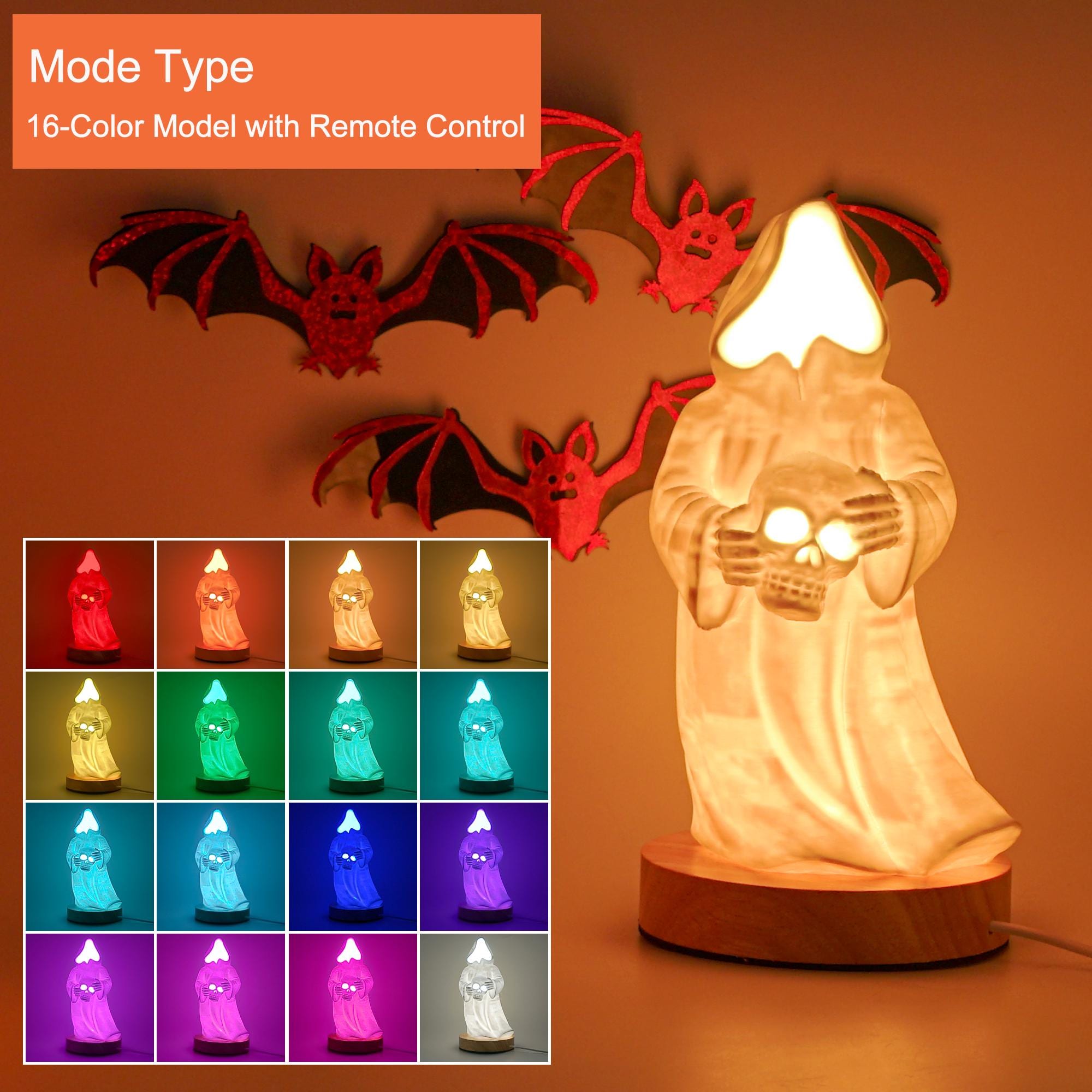 Ghost Art Skeleton Ghost Lamp 3D Printed - Unique Halloween Decor, Witchy Ghost Light for Halloween Parties & Gifts Home Decor Night Light
