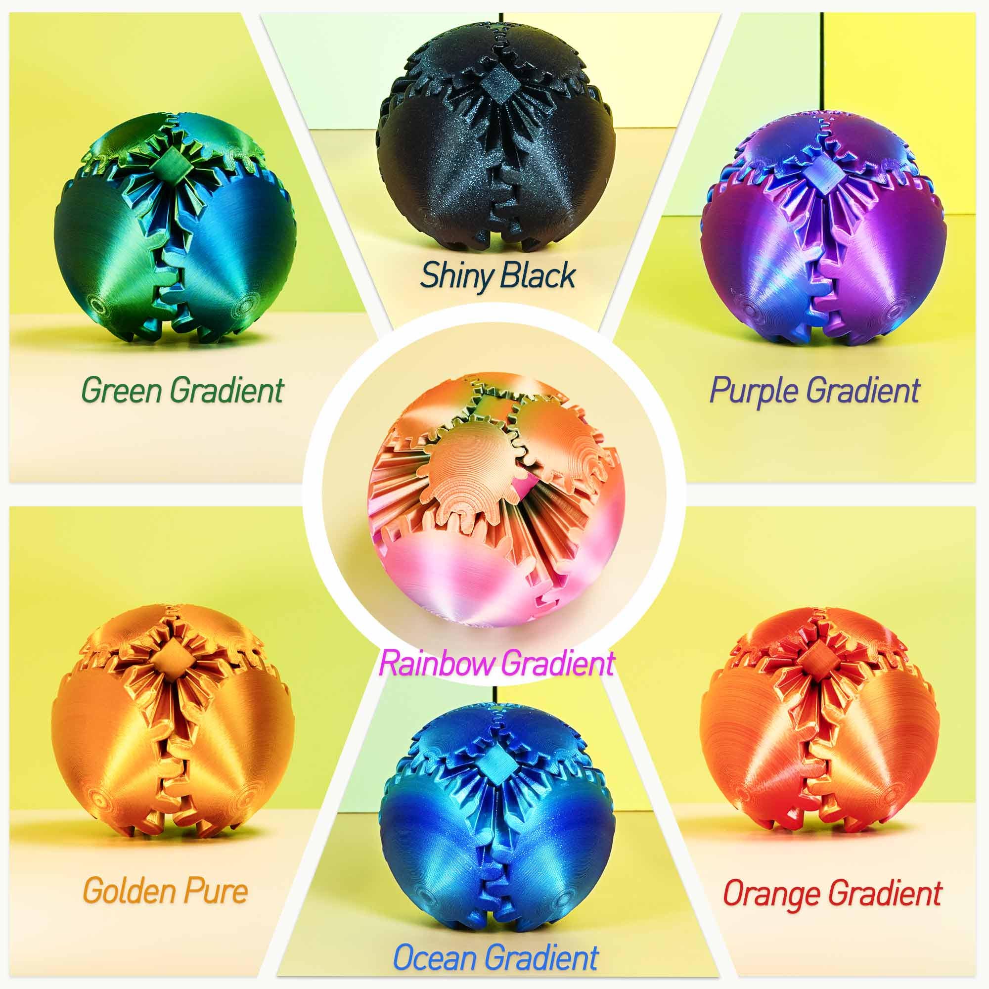 3D Printed Gear Ball Sphere Fidget-Transformable Stress Relief Toy, Colorful Gradient, Birthday Cool Gift for Dad Kids boy girl Ruvenbal