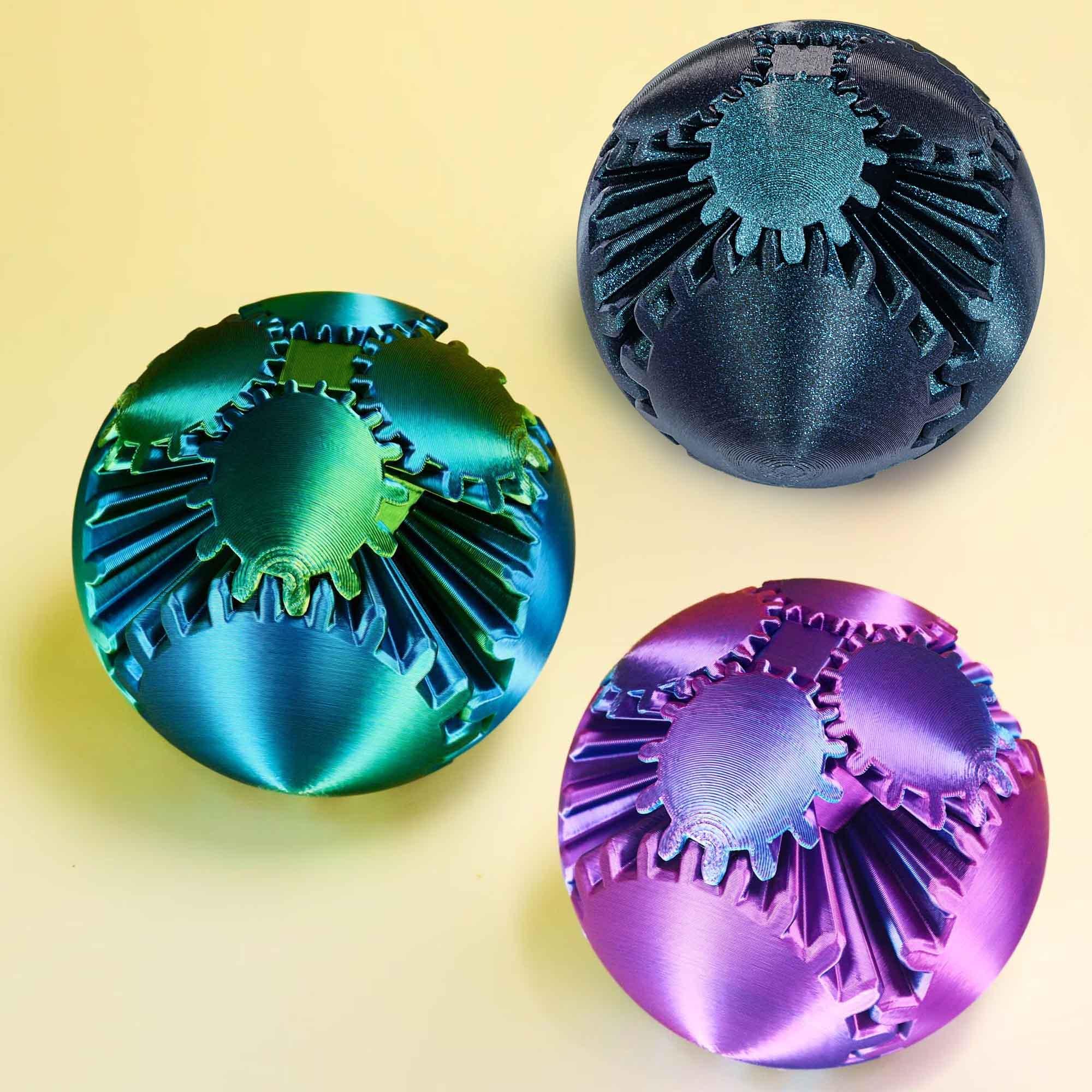 3D Printed Gear Ball Sphere Fidget-Transformable Stress Relief Toy, Colorful Gradient, Birthday Cool Gift for Dad Kids boy girl Ruvenbal
