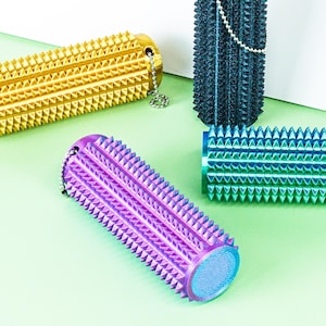 2 Pcs Spiky Cylinder Keychain - 3D Printed Fidget Toy for Stress Relief, Anxiety Distraction Tool, Pain Stimming, Hand massager