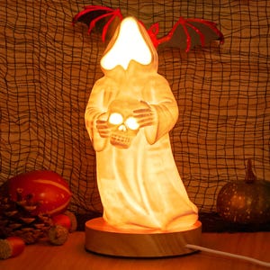 Ghost Art Skeleton Ghost Lamp 3D Printed - Unique Halloween Decor, Witchy Ghost Light for Halloween Parties & Gifts Home Decor Night Light