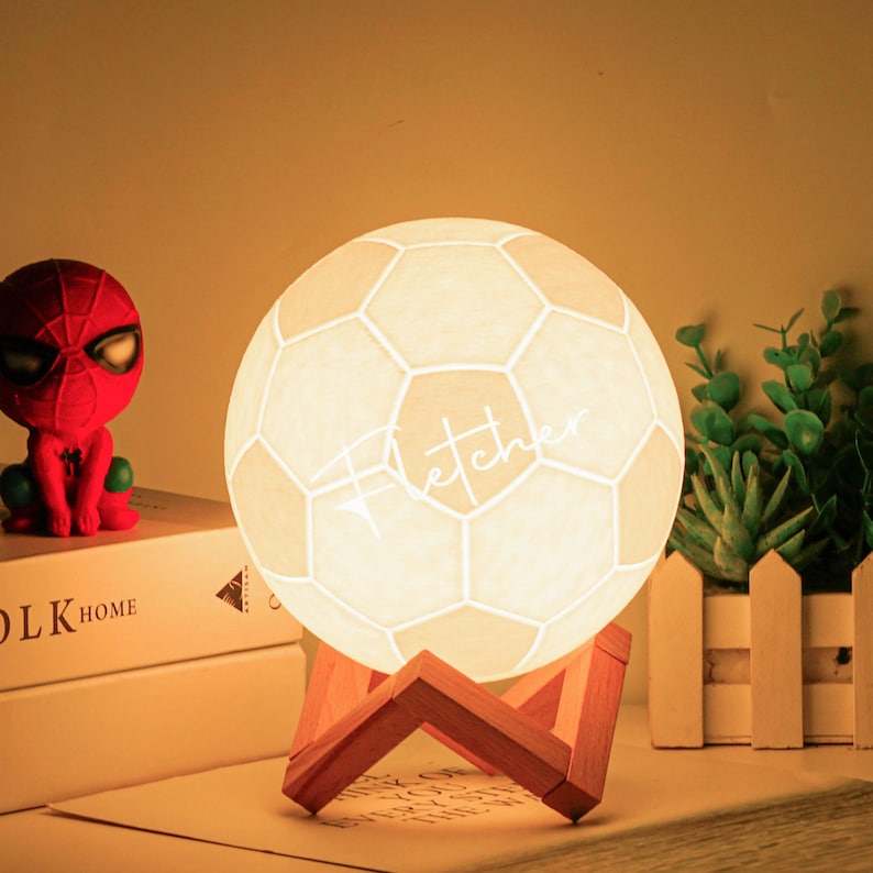 Personalized Soccer Fan Gifts Soccer Night Light Lamp for men boys Soccer Ball Football Coach Gifts Birthdays Gifts Ideas Personalize YourName